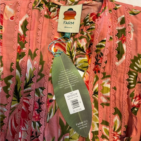 Farm Rio Soft Pink Aura Floral Short Sleeve Blouse - Picture 5 of 6